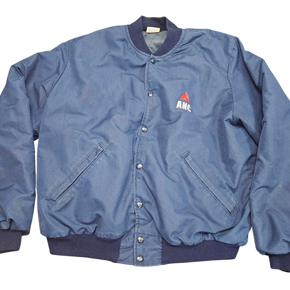 Vintage Birdie Bomber Jacket Large Blue Snap Front Richard A Leslie Workwear USA